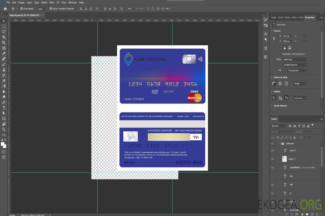 Carte Mastercard Amrahbank d'Azerbaïdjan template Carte Mastercard Amrahbank d'Azerbaïdjan template